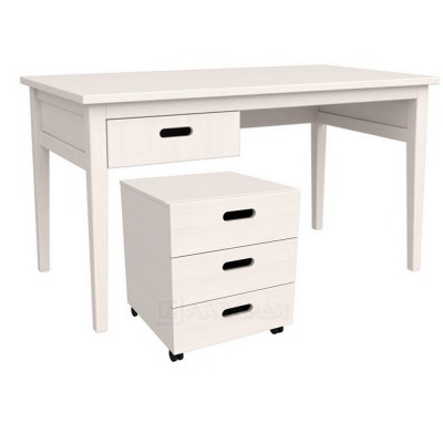 Стол письменный Сиело 77327+77330 с тумбой (белый)
