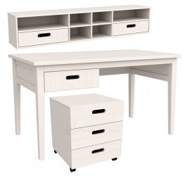 Стол письменный Сиело 77327+77330+77328 с тумбой и надстройкой (белый)