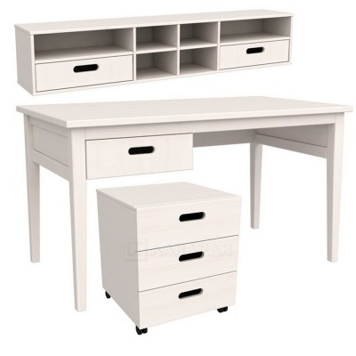 Стол письменный Сиело 77327+77330+77328 с тумбой и надстройкой (белый)