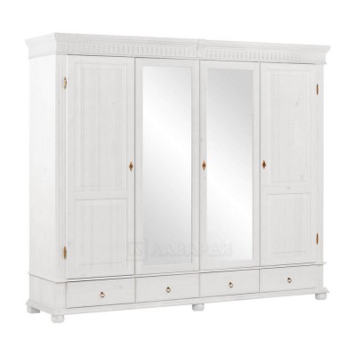 Шкаф Хельсинки 4 SPGTM четырёхстворчатый высокий с зеркалом (белый)